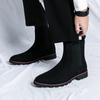 Zapatos Chelsea de piel antiterciopelo para hombre, estilo británico, estilo informal, de caña alta, botines de trabajo, talla 46, estilo Chelsea