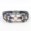 Joyería transfronteriza de estilo étnico, joyería de aleación, pulsera de cuero con cuentas multicapa, pulsera con hebilla de acero inoxidable y piel de vaca para mujer