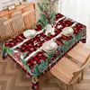 Navidad Hogar Sala de Estar Mesa de Comedor Atmósfera Decoración Mantel Impreso Muñeco de Nieve Árbol de Navidad Mantel Largo Venta al por Mayor