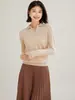 Suéter de Cachemir 35% con Cuello Polo para Mujer, Nuevo Estilo Coreano de Otoño e Invierno, Suéter de Moda de Manga Larga, Tejido de Cachemir Holgado