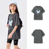 Camiseta Manga Curta Balabala Kidsren para Meninas 2025 Nova Roupa de Verão para Crianças Maiores Tops Estampados de Secagem Rápida Doce e Fashion