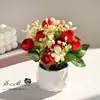 Flores Artificiais, Estilo Pastoral, Mini Broto de Chá Pequeno Bonsai, Flores Artificiais, Decoração de Casa, Adereços de Fotografia, Enfeites de Flores Artificiais