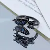 Anillo Abierto Retro Oscuro de Araña y Cuervo de Halloween Transfronterizo Personalizado Nicho Punk Apilable de Moda Genial para Mujeres