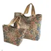 Bolso de Mano Floral de Gran Capacidad 2025 Nuevo Bolso Tote de Hombro Bolso de Lona Creativo Lindo Bolso Ins para el Almuerzo