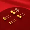 Aretes de Gancho Curvo con Cuentas de Arena Dorada Vietnamita y Brillo Esmerilado Estilo Coreano Simples y de Moda Fabricante de Aretes para Mujer Venta al por Mayor