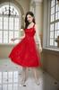 Europeu e Americano Comércio Exterior Novo Vestido Amazon Sem Mangas Slim-Fit Lantejoulas Frisado Banquete Vestido Vermelho Vestido Curto