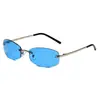 2025 Nuevas Gafas de Sol Azules Sin Montura Estilo Sexy Europeo y Americano Gafas Anti-UV para Mujer Gafas de Sol de Alta Gama Y2K
