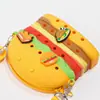 Bolsa de silicone criativa com furos para comida DIY, batata frita fofa, hambúrguer, bolsa mensageiro, bolsa infantil de desenho animado, atacado