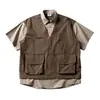 Ins Estilo Japonés Marca de Moda Sin Marca Elegante Retro Estilo Japonés Camisa de Manga Corta Empalmada de Dos Piezas Falsas Nueva Moda Literaria para Hombre