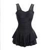 Maiô Feminino Peça Única Celebridade da Internet Coreano Ins Visual Emagrecedor Decote em V Profundo Costas Nuas Sexy Estilo Saia Multicamadas Roupa de Banho Conservadora para Fonte Termal