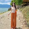 Estilo Chica Caliente Millennial Conjunto de Tres Piezas Dulce y Picante: Blusa a Cuadros y Pantalones de Pierna Ancha a Cuadros a Juego