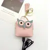 Coruja Fofa PU Bluetooth Capa de Fone de Ouvido Porta-Moedas Chaveiro Pequena Bolsa Acessórios Pingente Bolsa de Armazenamento Caixa de Fone de Ouvido