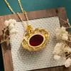 Nuevo collar colgante Ruyi de fideos de huevo naturales imitación grueso dorado incrustado elegante de alta calidad a la moda gorgeous