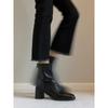 Botas Elasticas Ajustadas de Tacón Grueso Retro para Mujer 2025 Nuevas Botines de Tacón Alto Cuadrados Botas Martin