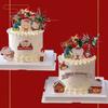 Decoração de bolo de Natal 2024 urso coelho cartão anel de grama folhas chuva seda véspera de Natal festa de feriado plug-in