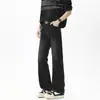 Jeans reto com barra flare patchwork estilo americano novo e moderno para homens, calça comprida versátil e fashion com um design único