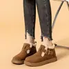 Botas de Neve Birkenstock Modernas e Versáteis para Mulheres 2025 Outono e Inverno Novo Estilo de Cano Curto com Solado Alto Confortáveis Quentes Antiderrapantes