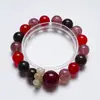 [Lleno de Ramas] Pulsera Natural de Cristal Rojo Sangre de Paloma para Mujer, Versátil Pulsera de Flor Roja con Pegamento de Cristal de Fresa al por Mayor