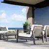 Sofá de lazer externo, sofá externo de liga de alumínio para hotel, cadeira de teca e ratã de designer para villa, móveis de pátio