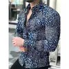 Camisa de Manga Larga con Estampado de Leopardo para Hombre para Fiestas y Vida Nocturna Diseño Audaz de Estampado Animal Ligera y Duradera