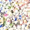 Decalque em Forma de Coração Cerâmica Colorida Furo Médio Contas de Cerâmica Estilo Chinês Artesanal Acessórios DIY Acessórios para Pulseira Colar Material