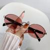 Gafas de Sol Ovaladas de Metal Personalizadas para Mujer Moda Europea y Americana Gafas de Sol de Montura Grande Celebridad de Internet Transfronteriza Retro Calle Fotografía Gafas de Sol
