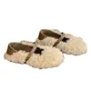 Zapatos estilo Mary Jane con forro de felpa, colección otoño/invierno 2026, suaves, de una sola tira, planos, zapatos peludos para mujer, adecuados para usar al aire libre