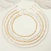 Venta Caliente Transfronteriza Elegante Traje de Collar de Cadena de Perlas Mixtas de 5 Piezas Diseño Multicapa Apilado para Mujer Collar al por Mayor