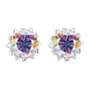 Pendientes de Copo de Nieve de Plata de Ley 925 con Moissanita Color D y Seis Garras, Joyería de Regalo de San Valentín Colorida Fresca y Dulce