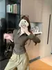 Camiseta Sexy de Manga Larga con Cuello de Solapa y Costuras de Contraste a Cuadros para Mujer, Camiseta Interior de Otoño e Invierno con Cintura Entallada