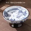 Prato de Frutas Cerâmico de Porcelana Azul e Branca Criativo para Cozinhar Chá em um Forno Estilo Retro Doméstico Chinês Prato de Bolo Prato de Pontos Prato de Frutas para Sobremesa com Nozes