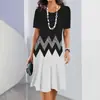 2026Y2 Aliexpress Verão Mais Vendido Floral Estampa Digital 3D Moda Casual Feminino Tamanho Plus Size Vestido Gola Redonda