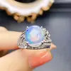 Anillo de Ópalo Blanco Natural Popular al por Mayor de Fábrica Plata S925 Incrustado Piedra Principal 10*12 Fábrica de Joyería Venta Directa