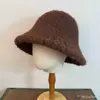Sombrero de Pescador Simple de Encaje Tejido Estilo Coreano Otoño e Invierno Sombrero de Pescador de Felpa Moda Simple Versátil Sombrero de Cubo Liso