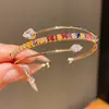 Pulsera abierta de doble capa con forma de gota de agua cuadrada de circón transfronteriza europea y americana, diseño de nicho, lujo ligero, joyería de alta gama