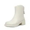 Sapatos 2024 Couro Macio Sapatos de Algodão para Mães Sapatos Femininos Botas de Cano Curto Forradas com Lã Plataforma Feminina Botas Brancas Lã LS-998