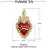 Colgante de cobre y circón con forma de corazón de melocotón, con siete cuentas, estilo estéreo, con forma de corazón de melocotón y aceite, accesorios de joyería DIY, collar con alas de palma.