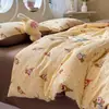 Juego de ropa de cama de cuatro piezas, amigable con la piel, transpirable, estilo caricatura, lavable a máquina, apto para todas las estaciones, juego de tres piezas para dormitorios estudiantiles