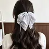 Presilha de rabo de cavalo com laço de rede de chifon estilo fada, nova presilha de garra de elegância antiga estilo chinês, presilha de tubarão para cabelo meio preso fábrica