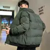 Jaqueta acolchoada de algodão com penas casual masculina inverno nova quente grossa cor sólida gola alta jaqueta acolchoada jaqueta acolchoada de algodão da moda coreana