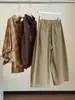 Calça casual de algodão lavado estilo coreano de perna larga para mulheres, nova coleção outono 2026, tamanho petite, caimento solto, cobre o quadril, emagrece, comprimento cropped