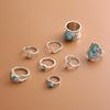 Anillo de turquesa con incrustaciones de diamantes, muy popular en AliExpress. Anillo de cola de pez de media luna personalizado de 8 piezas para mujer.