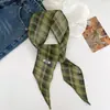 Bufanda Pequeña de Lino a Cuadros Moda Retro Coreana para Mujer 2026 Nueva Versátil Elegante Decoración de Bufanda para Cuello
