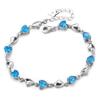 Pulseira Artística de Prata Banhada a Prata Estilo Coreano com Tema de Floresta e Cristal Azul em Forma de Coração Cravejado de Zircônias Diamantadas Joias Simples Atacado Cristal Azul