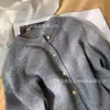 Nuevo Estilo Otoño e Invierno Cardigan de Lana Gruesa Tejido de Siete Puntos con Botones Dorados Pequeños y Mangas Ranglán, Chaqueta y Top de Capa Base Holgados para Mujer