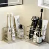 Soporte para cepillo de dientes eléctrico, encimera de tocador de baño de acero inoxidable, organizador de pasta de dientes, estante de almacenamiento para baño, nuevo modelo 2026
