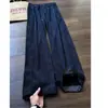 Pantalones rectos de rayas verticales clásicos retro americanos, pantalones casuales de pierna ancha, estilo relajado, pantalones fluidos hasta el suelo, pantalones largos versátiles