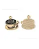Café Série Ouro Escuro Cafeteira Óleo de Grão de Café Gotejamento Acessórios de Joia DIY Pingente de Liga Chaveiro Charme