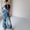 Conjunto Macacão Feminino Alça Fina Estilo Hot Girl Outono Lavado Rasgado Bolso Macacão Jeans 2026 Top