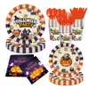 Conjunto de Louça Descartável de Papel com Tema de Halloween para Festa, Copos, Guardanapos e Pratos
